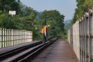 Train to Patalpani 075 - A gangman inspects the trackage on Ravine Viaduct No.1